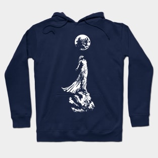 Lady On Asteroid (white print) Hoodie